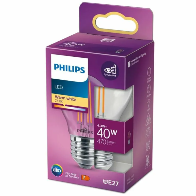 Philips LED E27 4 Watt 2700 Kelvin 470 Lumen