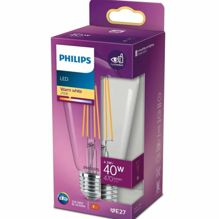 Philips LED E27 4,3 Watt 2700 Kelvin 470 Lumen