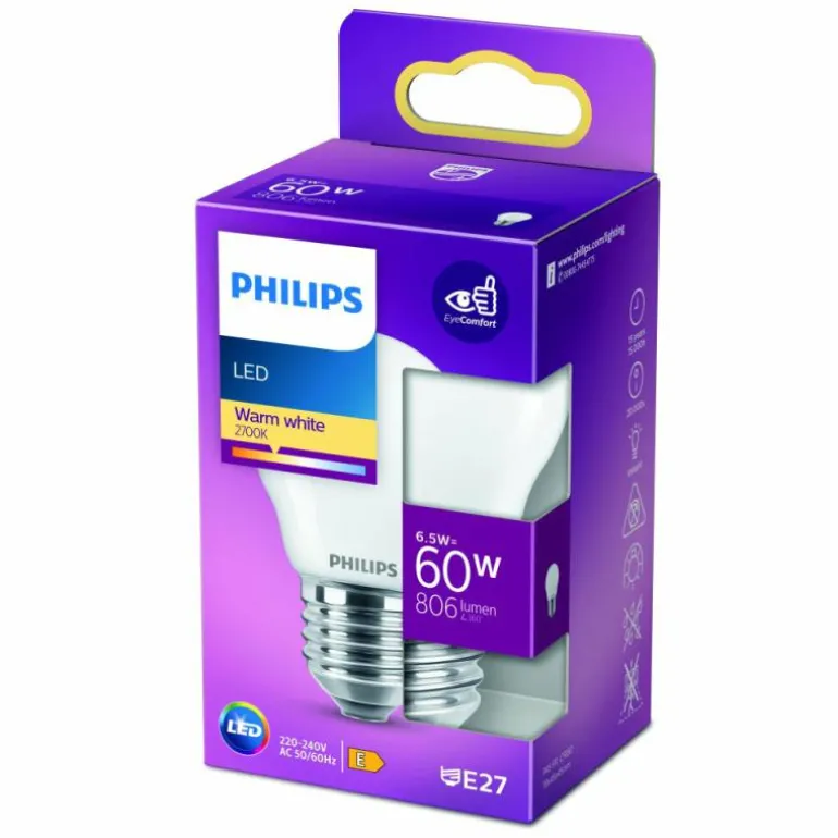 Philips LED E27 6,5 Watt 2700 Kelvin 806 Lumen