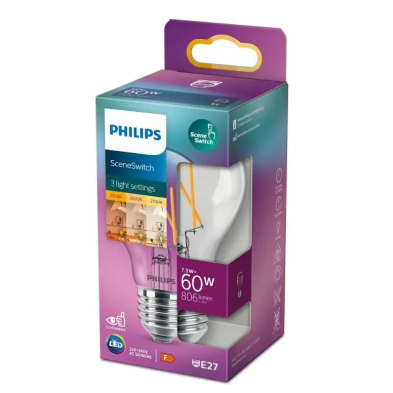 Philips LED E27 1,6 Watt 3 Watt 7,5 Watt 2200 - 2700 Kelvin 150 - 806 Lumen