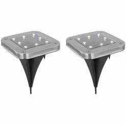 pieu de terre Globo SOLAR LED Acier inoxydable, 8 lumières