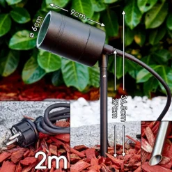 pique de terre Froslev LED Noir, 1 lumière