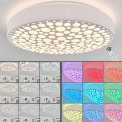Plafonnier Agodim LED Blanc, 1 lumière, Télécommandes, Changeur de couleurs