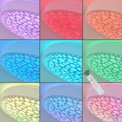 Plafonnier Agodim LED Blanc, 1 lumière, Télécommandes, Changeur de couleurs