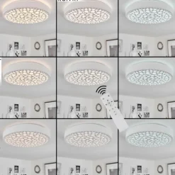 Plafonnier Agodim LED Blanc, 1 lumière, Télécommandes, Changeur de couleurs