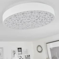 Plafonnier Agodim LED Blanc, 1 lumière, Télécommandes, Changeur de couleurs