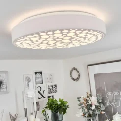 Plafonnier Agodim LED Blanc, 1 lumière, Télécommandes, Changeur de couleurs