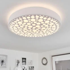 Plafonnier Agodim LED Blanc, 1 lumière, Télécommandes, Changeur de couleurs