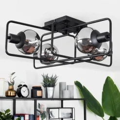 Plafonnier Agropoli Noir, 4 lumières