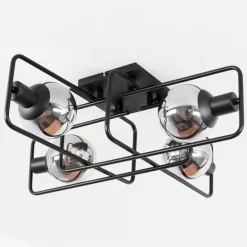 Plafonnier Agropoli Noir, 4 lumières