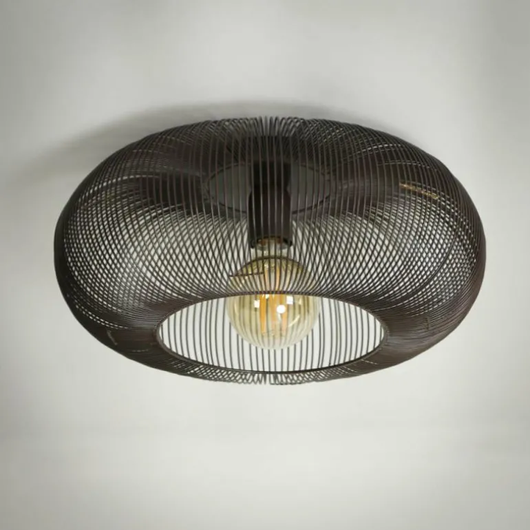 Plafonnier Agueda Brun foncé, Nickel mat, Noir, 1 lumière