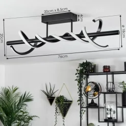 Plafonnier Alvarim LED Noir, 1 lumière