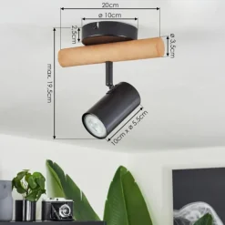 Plafonnier Arbrentin Écru, Noir, 1 lumière