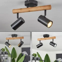 Plafonnier Arbrentin Écru, Noir, 2 lumières