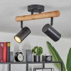 Plafonnier Arbrentin Écru, Noir, 2 lumières