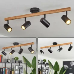 Plafonnier Arbrentin Écru, Noir, 4 lumières