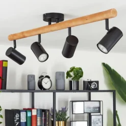 Plafonnier Arbrentin Écru, Noir, 4 lumières