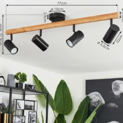 Plafonnier Arbrentin Écru, Noir, 4 lumières