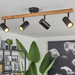 Plafonnier Arbrentin Écru, Noir, 4 lumières