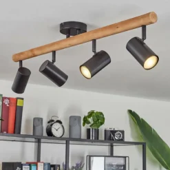 Plafonnier Arbrentin Écru, Noir, 4 lumières