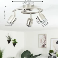 Plafonnier Autilla LED Nickel mat, Blanc, 3 lumières