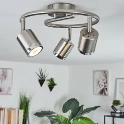 Plafonnier Autilla LED Nickel mat, Blanc, 3 lumières