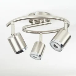 Plafonnier Autilla LED Nickel mat, Blanc, 3 lumières