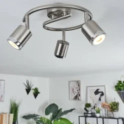 Plafonnier Autilla LED Nickel mat, Blanc, 3 lumières