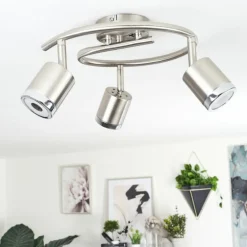 Plafonnier Autilla LED Nickel mat, Blanc, 3 lumières