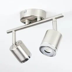 Plafonnier Autilla LED Nickel mat, Blanc, 2 lumières