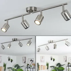Plafonnier Autilla LED Nickel mat, 4 lumières