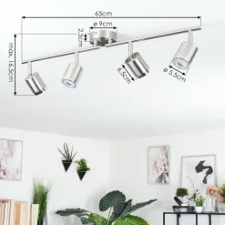 Plafonnier Autilla LED Nickel mat, 4 lumières