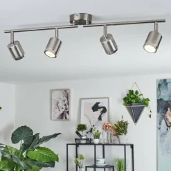 Plafonnier Autilla LED Nickel mat, 4 lumières
