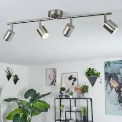 Plafonnier Autilla LED Nickel mat, 4 lumières