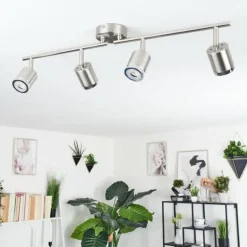 Plafonnier Autilla LED Nickel mat, 4 lumières