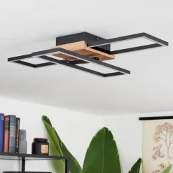 Plafonnier Avelal LED Bois clair, Couleur bois, Noir, 1 lumière