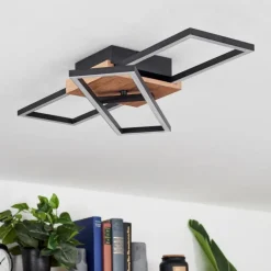 Plafonnier Avelal LED Bois clair, Couleur bois, Noir, 1 lumière