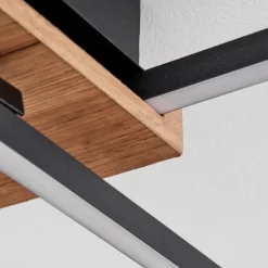 Plafonnier Avelal LED Bois clair, Couleur bois, Noir, 1 lumière