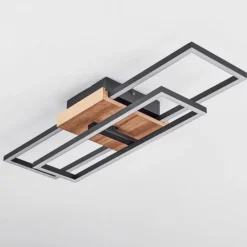 Plafonnier Avelal LED Bois clair, Couleur bois, Noir, 1 lumière