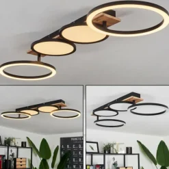 Plafonnier Avelal LED Brun, Couleur bois, Noir, 1 lumière