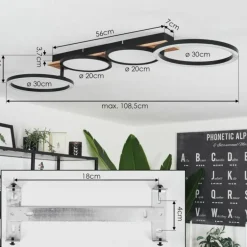 Plafonnier Avelal LED Brun, Couleur bois, Noir, 1 lumière