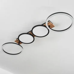 Plafonnier Avelal LED Brun, Couleur bois, Noir, 1 lumière