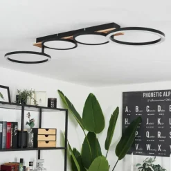 Plafonnier Avelal LED Brun, Couleur bois, Noir, 1 lumière