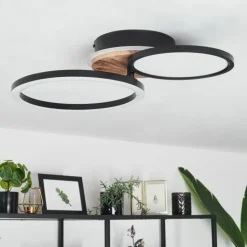 Plafonnier Avelal LED Brun, Couleur bois, Noir, 1 lumière