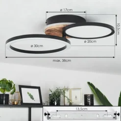 Plafonnier Avelal LED Brun, Couleur bois, Noir, 1 lumière