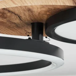 Plafonnier Avelal LED Brun, Couleur bois, Noir, 1 lumière