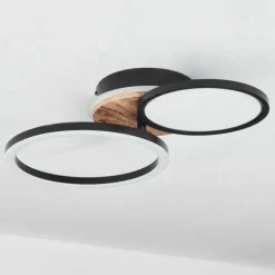 Plafonnier Avelal LED Brun, Couleur bois, Noir, 1 lumière