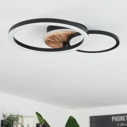 Plafonnier Avelal LED Brun, Couleur bois, Noir, 1 lumière