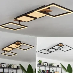 Plafonnier Avelal LED Brun, Couleur bois, Noir, 1 lumière