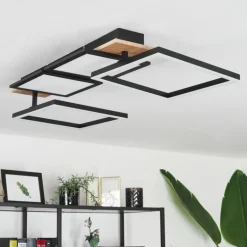 Plafonnier Avelal LED Brun, Couleur bois, Noir, 1 lumière